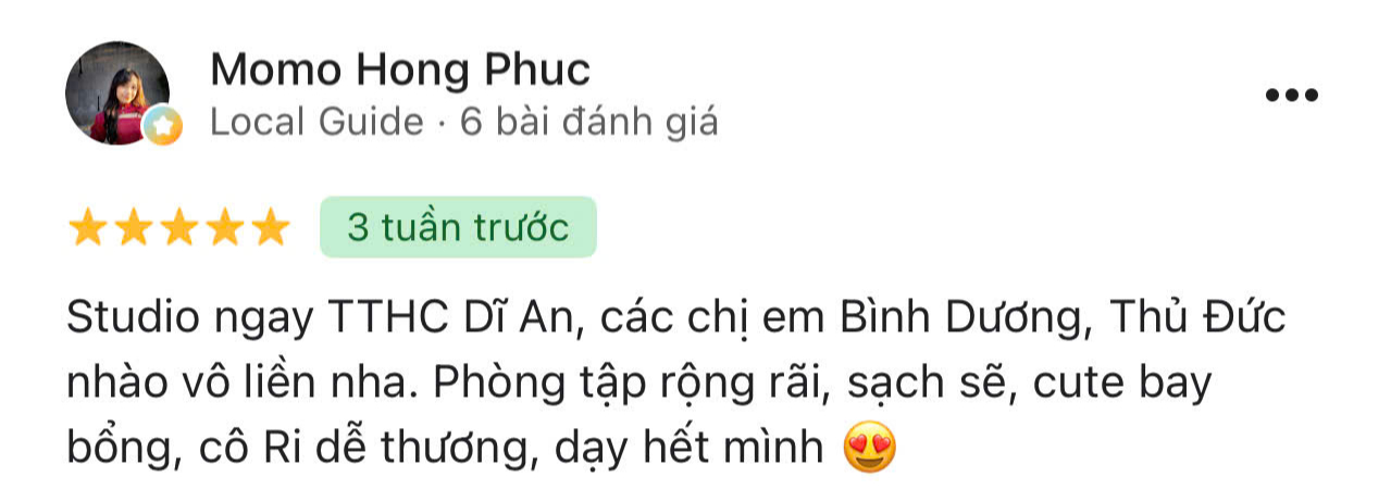 Ảnh chụp lời nhắn cảm nhận của học viên Thuỳ Dương