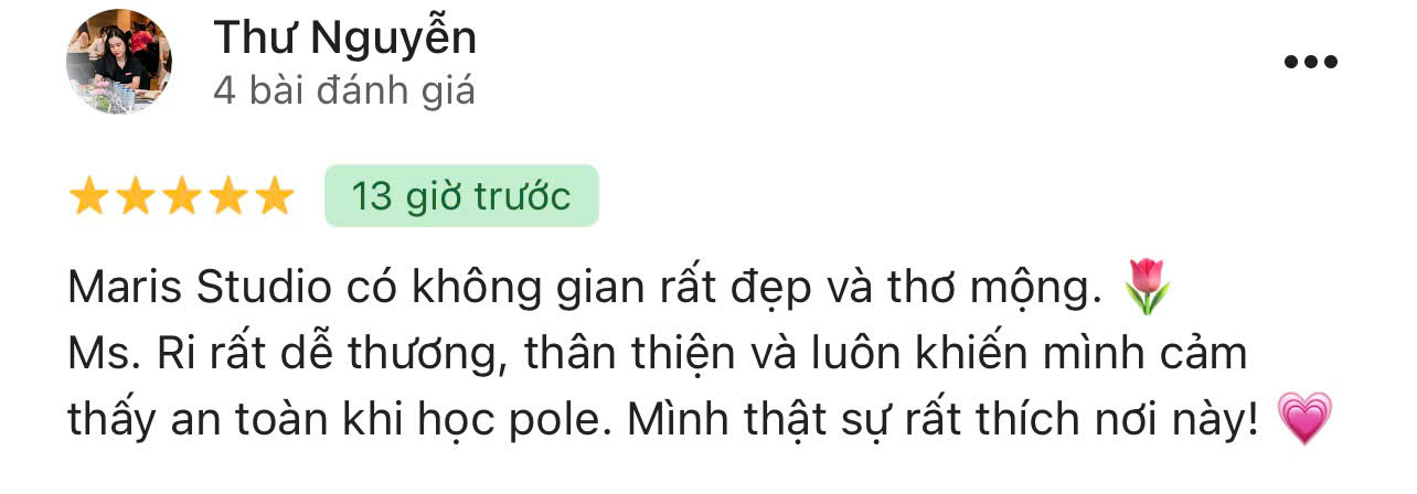 Ảnh chụp lời nhắn cảm nhận của học viên Bảo Trân
