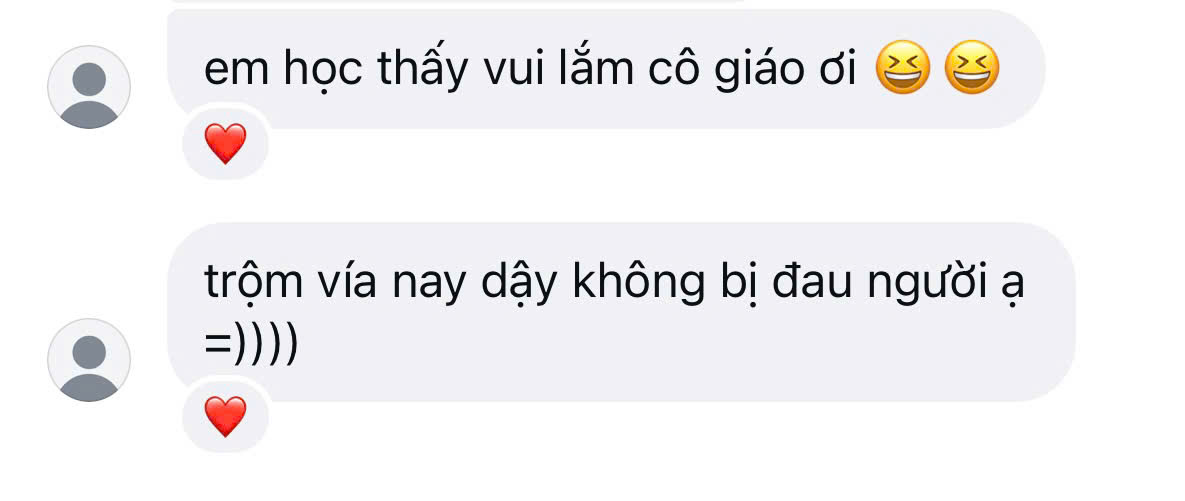 Ảnh chụp lời nhắn cảm nhận của học viên Hồng Nhung